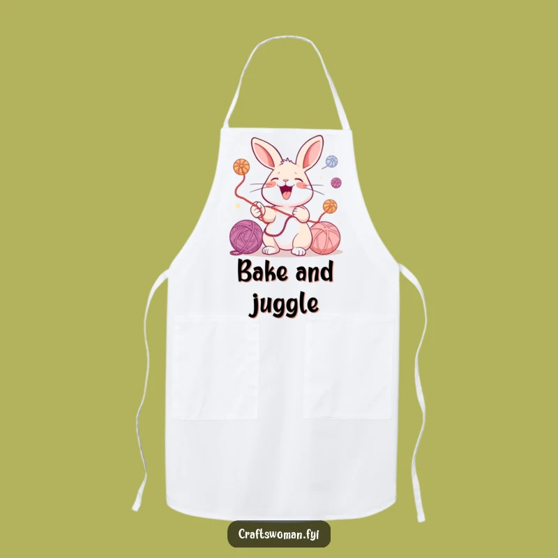 Funny Rabbit Crafter Apron: Juggle Projects with Yarn and Humor