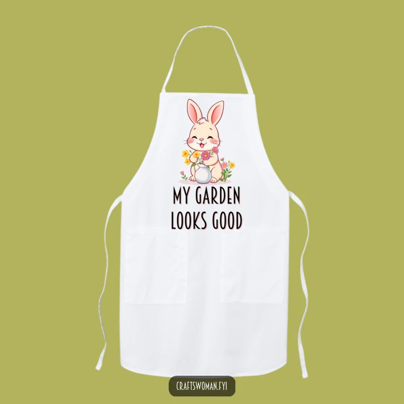 Funny Bunny Flower Apron: Charming Kitchen Wear for Gardeners and Bakers