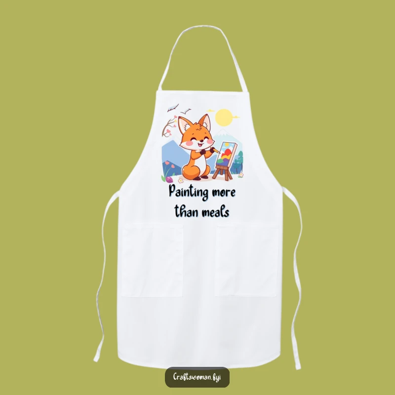 Funny Fox Painter Apron: Protect Your Clothes with Artistic Flair & Humor