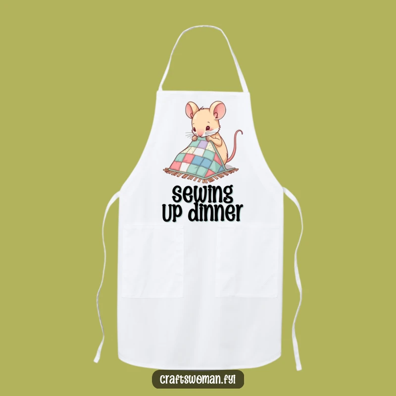 Funny Mouse Sewing Apron - Nimble Kitchen Crafter's Gift