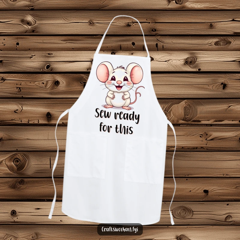 Funny Mouse Weaver Apron: A Joyful Mouse Expertly Weaving Fabric with a Big Proud Smile, Protective and Hilarious.