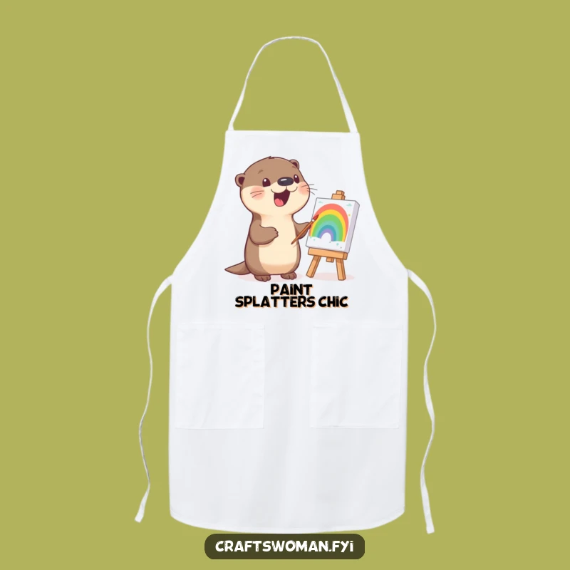 Funny Otter Painting Apron: Artistic and Hilarious Kitchen Wear for Creators