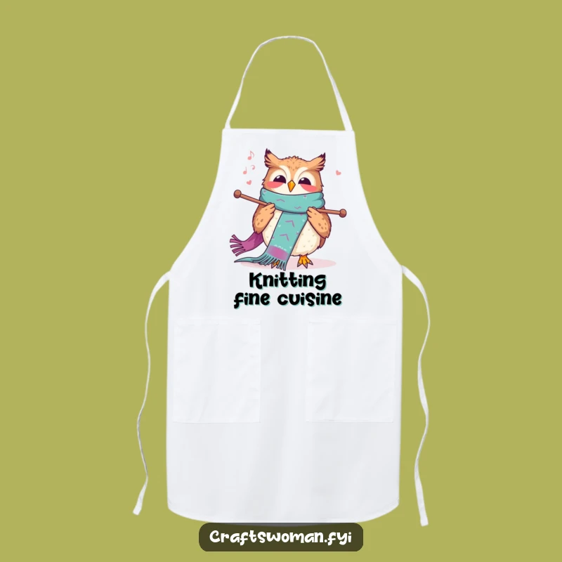 Funny Knitting Owl Apron: Hilarious Kitchen Wear for the Crafty Chef