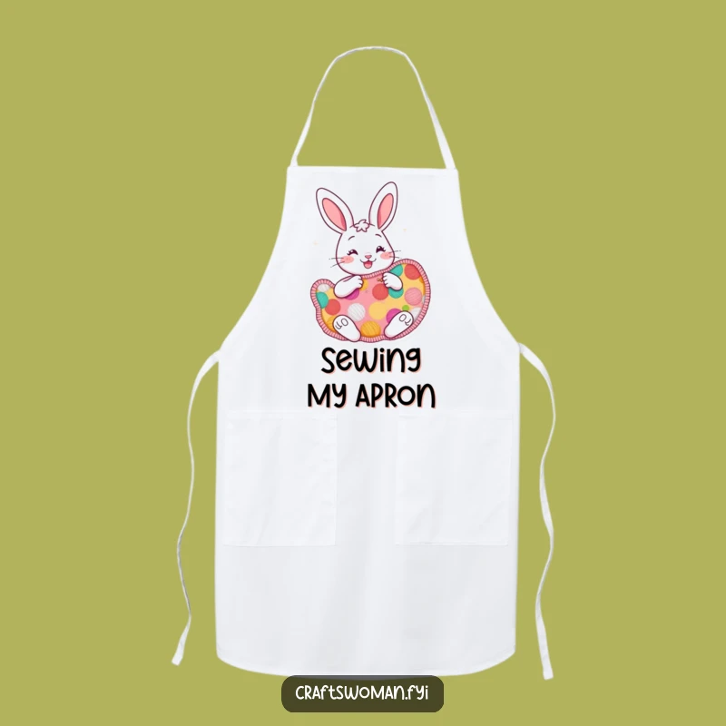Funny Cheerful Bunny Sewing Apron - Creative Kitchen Comfort