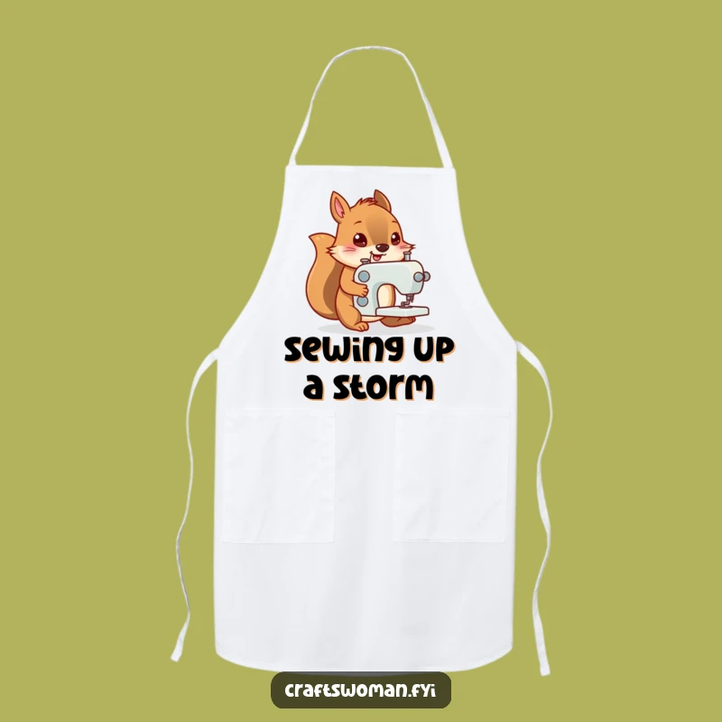 Funny Squirrel Sewing Apron - A Hilarious Gift for Home Sewers