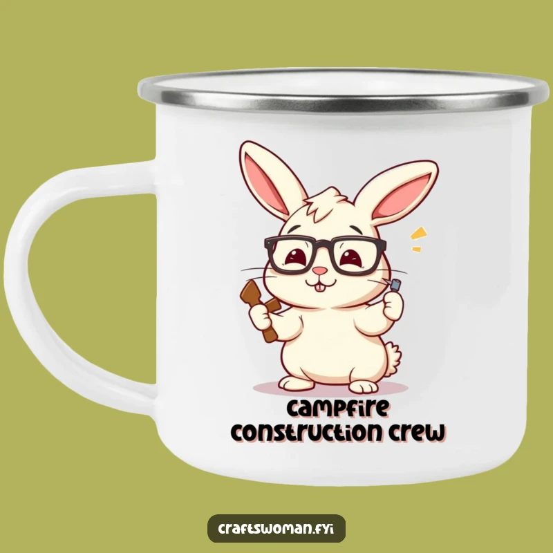 Funny Rabbit Carpenter Camping Mug: Hilarious Trailside Coffee for DIY Adventurers, a Perfect Funny Gift!