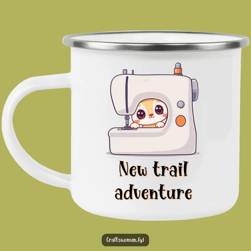 Funny Curious Animal Camping Mug: Eager Seamster On The Go, Travel Sewing Gift