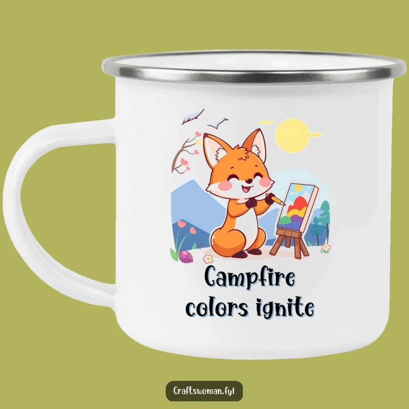 Funny Fox Art Camping Mug: Fuel Your Adventures with Color & Laughter