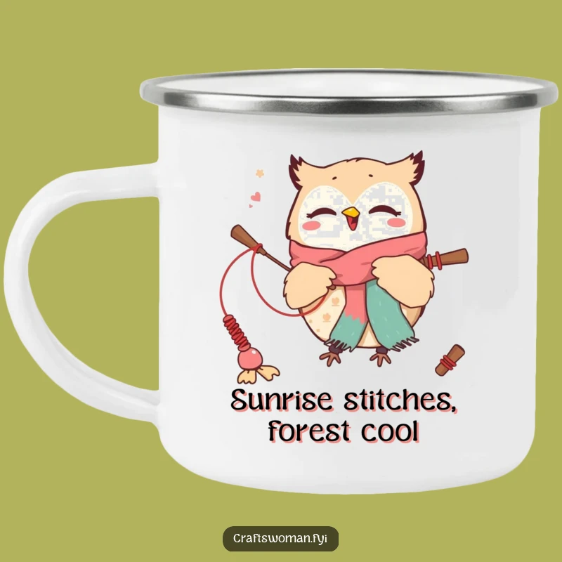 Funny Owl Knitting Camping Mug: Adventure Fuel for Cozy Campfires