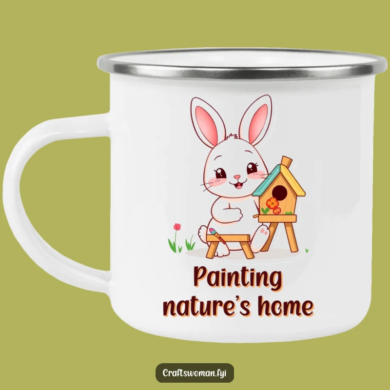 Funny Rabbit Painting Camping Mug: Sip Artfully Outdoors