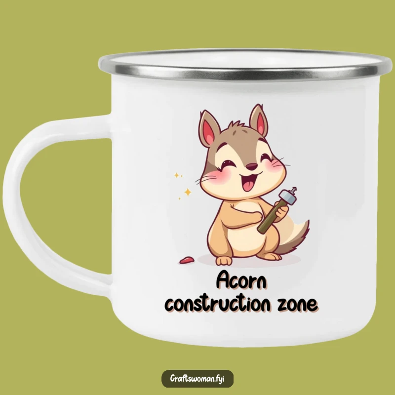 Funny Squirrel Hammering Camping Mug: Durable and Hilarious Outdoor Companion
