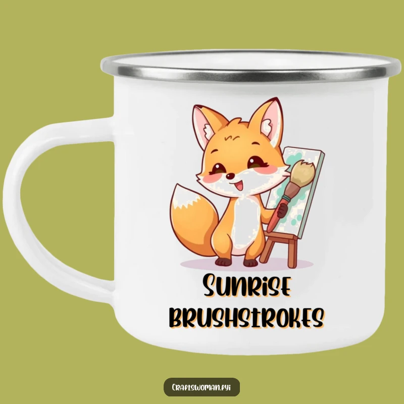 Funny Fox Adventure Mug: Painting Masterpieces Around the Campfire with Humor