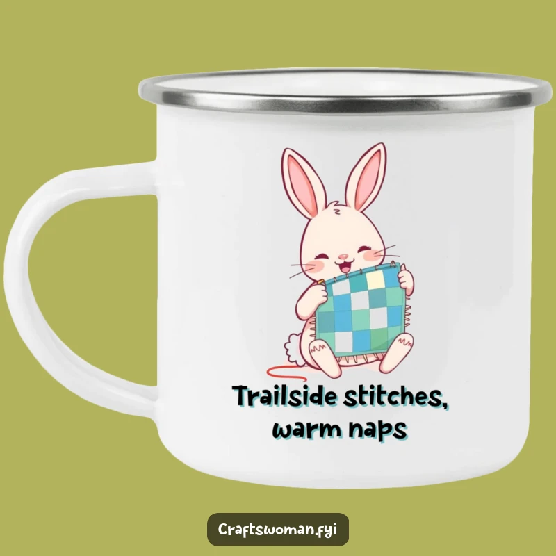 Funny Rabbit Quilting Camping Mug: Cozy Campfire Companion for Crafters
