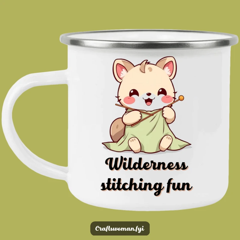 Funny Kawaii Stitching Camping Mug: Fuel Your Adventures with Crafty Joy!