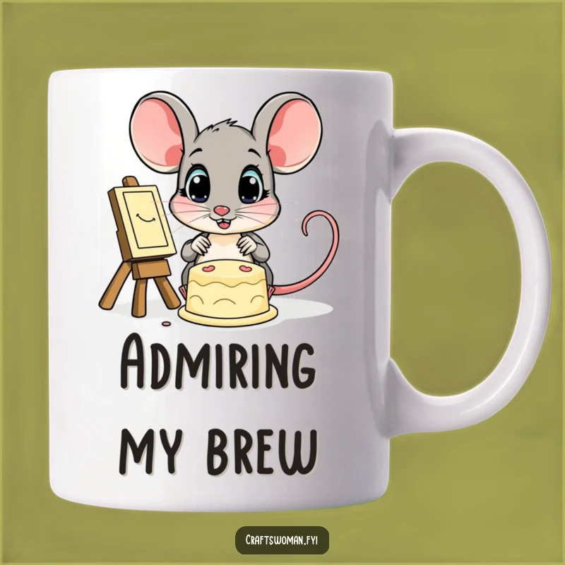 Funny Mouse Mug: Amazed Mouse Admiring Art, Perfect Funny Gift for Artists