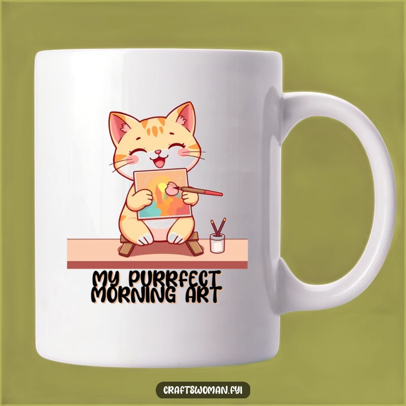Funny Cat Artist Mug: Happy Painter Cat Creating Art, Perfect Gift for Cat Lovers!
