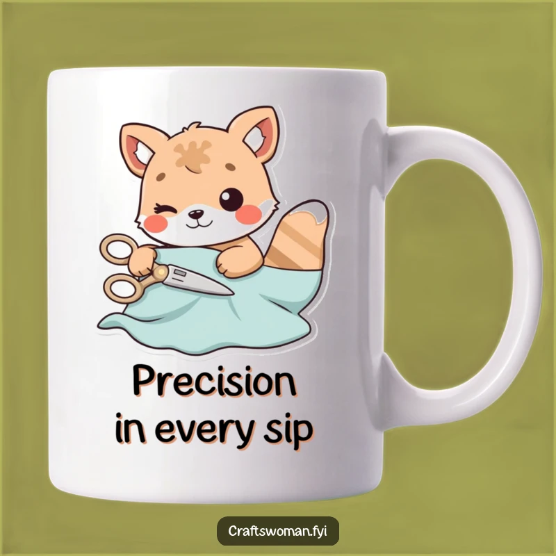 Funny Cutting Animal Mug: Playful Crafter Snipping Material, Perfect Sewing Gift