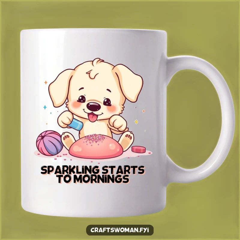 Funny Puppy Glitter Mug - Sparkly & Hilarious Craft Gift