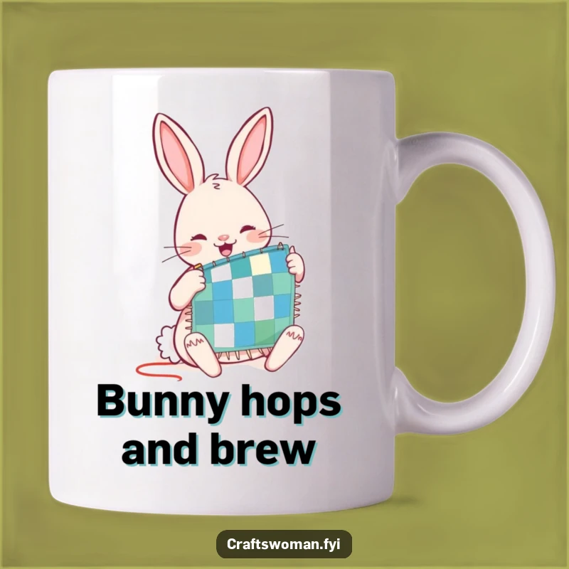 Funny Rabbit Quilting Mug: Whimsical Stitching Gift for Cozy Craft Lovers