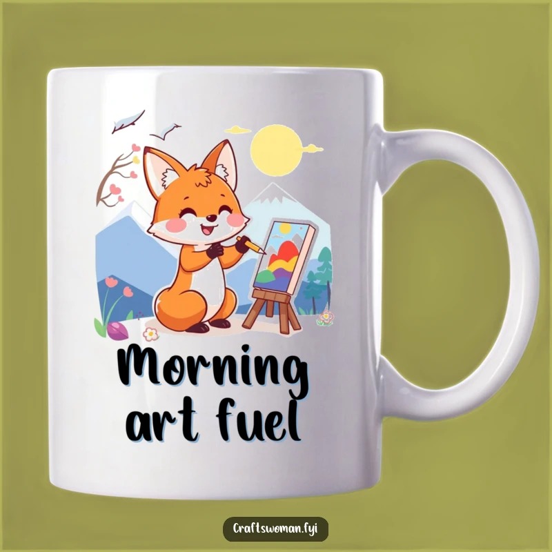 Funny Happy Fox Painting Mug: Artistic & Hilarious Gift for Creative Souls