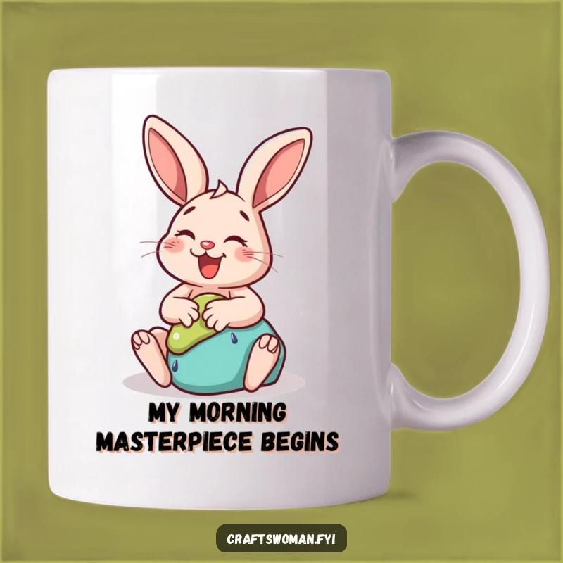Funny Rabbit Sculpting Clay Mug - Whimsical Art Gift for Crafters