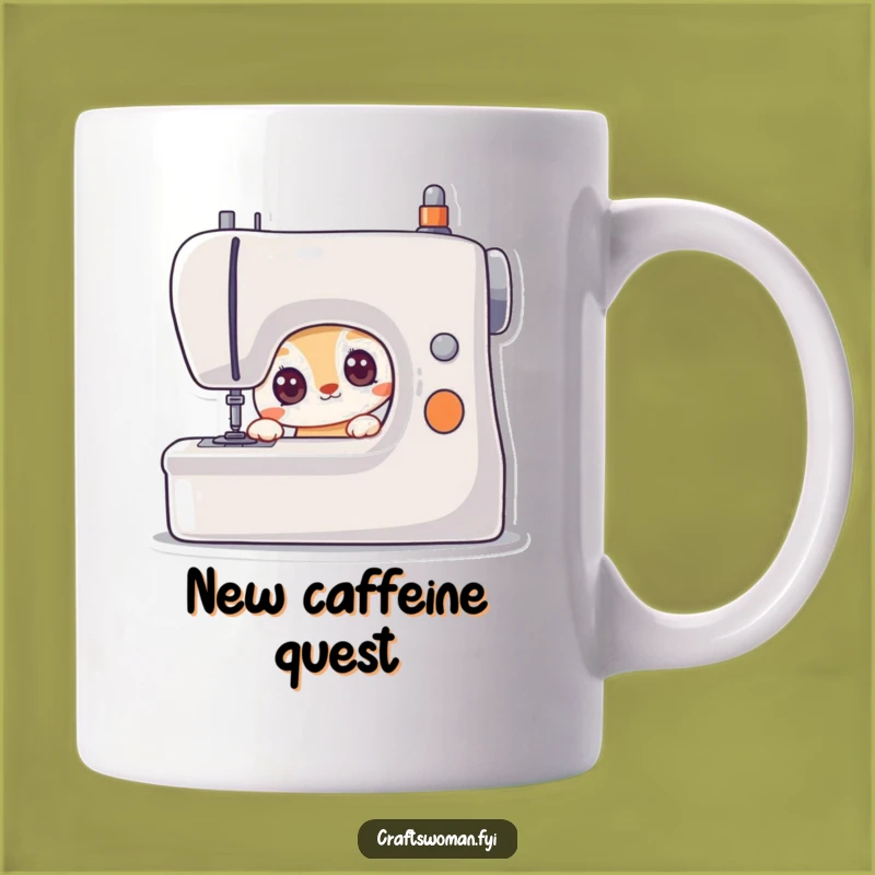 Funny Curious Animal Mug: Eager Seamster Peeking At Machine, Perfect Sewing Gift