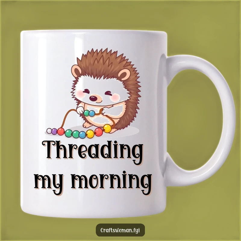 Funny Hedgehog Mug: Crafty Hedgehog Beading, Perfect Funny Gift for Detail Lovers