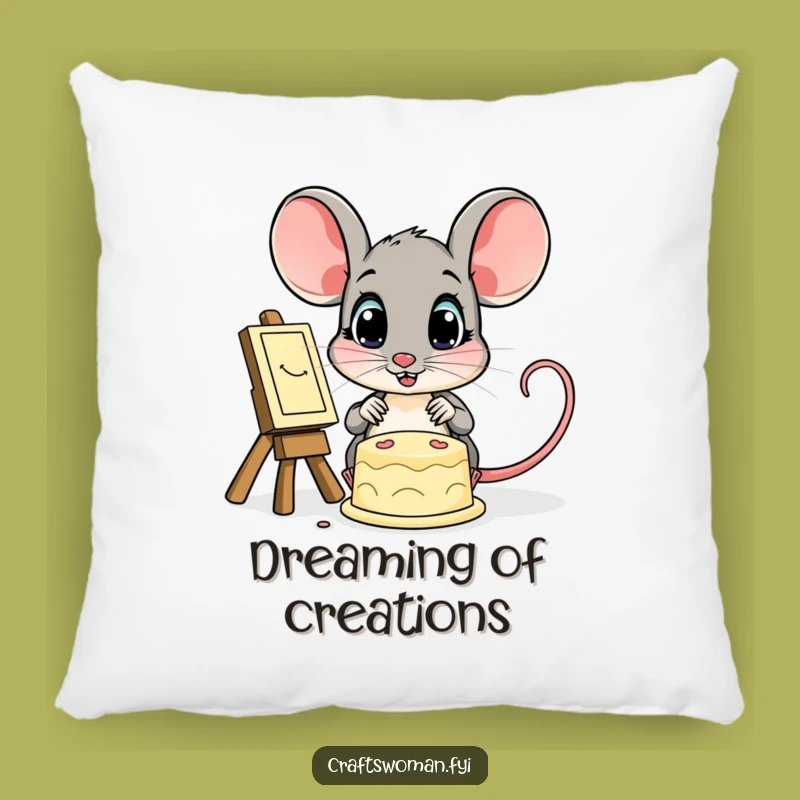 Funny Mouse Pillow: Soft Mouse Admiring Art, Cozy Funny Gift Accent