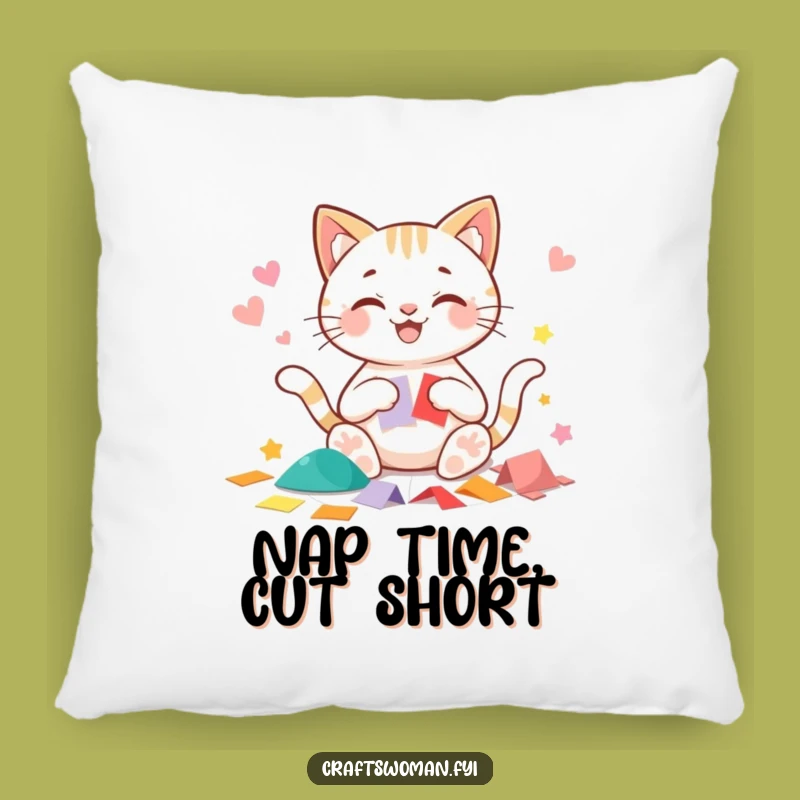 Funny Cat Paper Artist Pillow - Cozy Accent for Craft Lovers