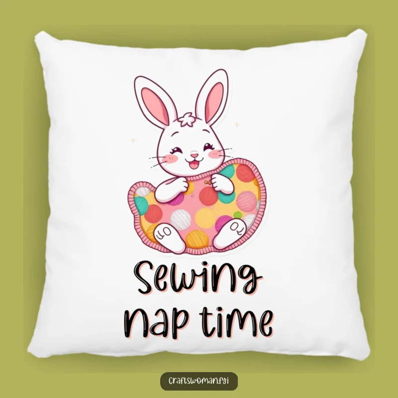 Funny Cheerful Bunny Sewing Pillow - Cozy Craft Companion