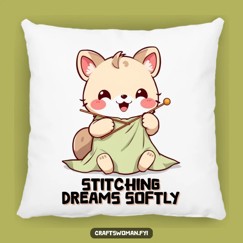 Funny Kawaii Stitching Pillow: Snuggle Up with Comedic Crafting Comfort!