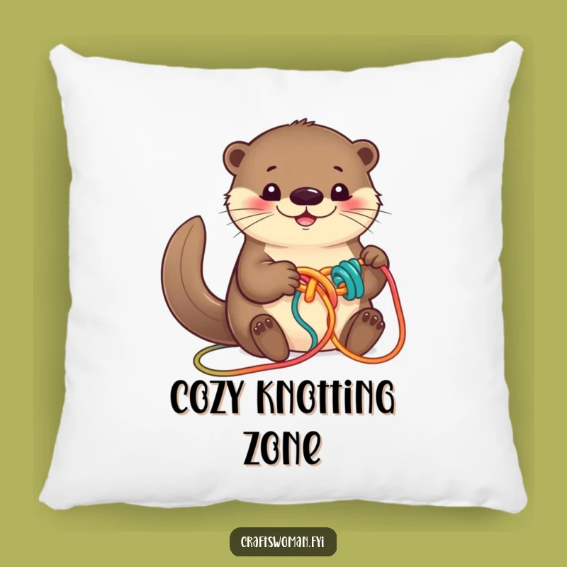 Funny Otter Yarn Pillow - Soft & Cute Knotting Design Cushion for Cozy Spaces