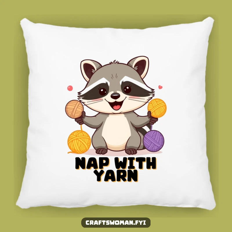 Funny Raccoon Pillow - Cozy Accent for the Playful Knitter