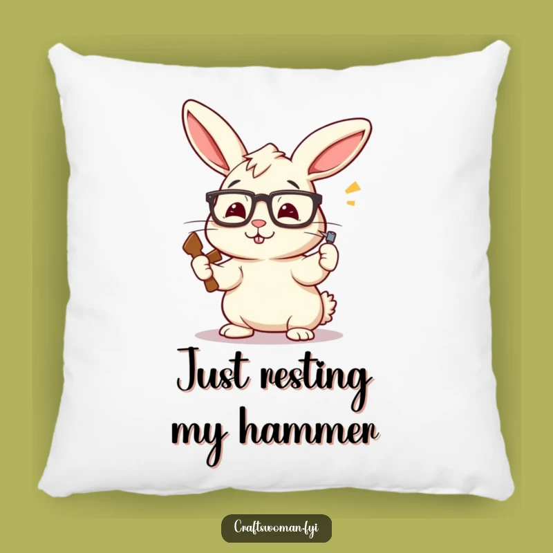 Funny Rabbit Carpenter Pillow: Cozy Up with Hilarious DIY Humor, a Perfect Funny Gift!