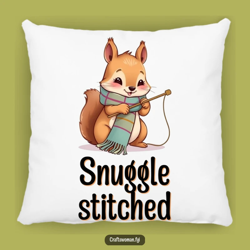 Funny Squirrel Stitcher Pillow: Cozy Craft Comfort, Perfect Gift Pillow!