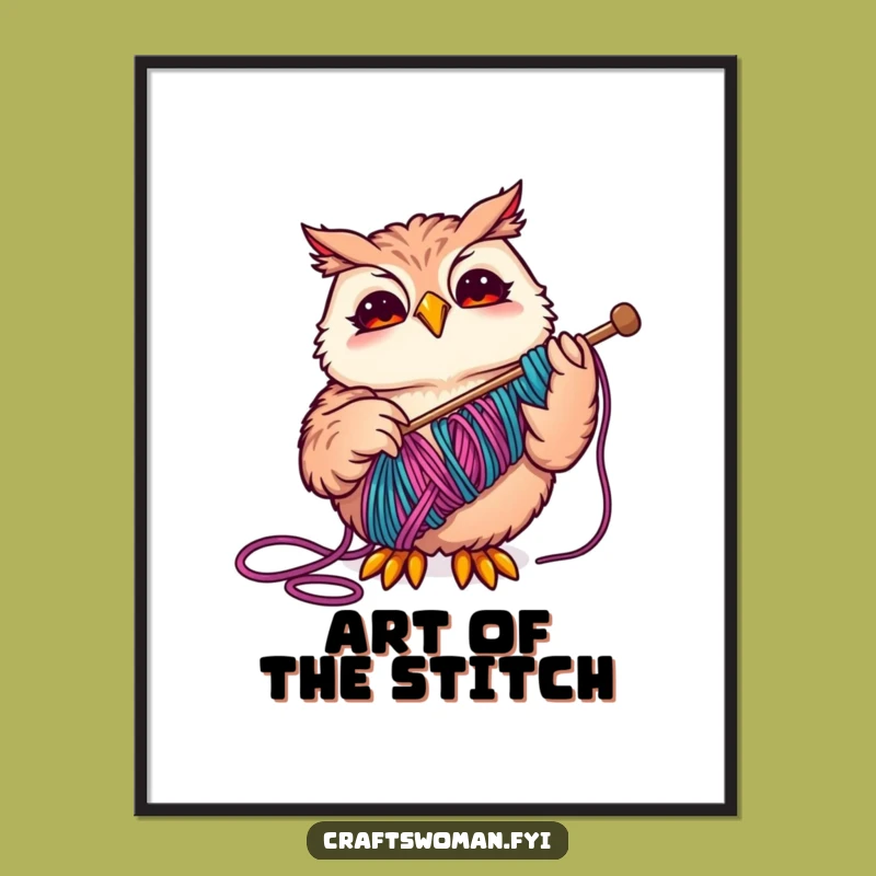 Funny Owl Digital Art - Joyful Crafting Print for Whimsical Decor