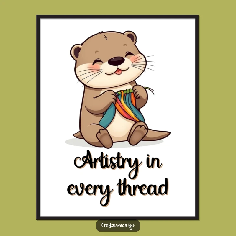 Funny Otter Digital Art: Weaving Otter Printable, Instant Funny Gift Download