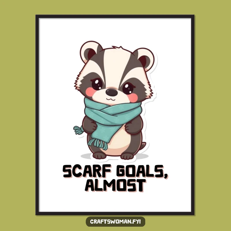 Funny Badger Knitter Digital Art: Hilarious Handmade Decor for Instant Smiles, a Perfect Funny Gift!