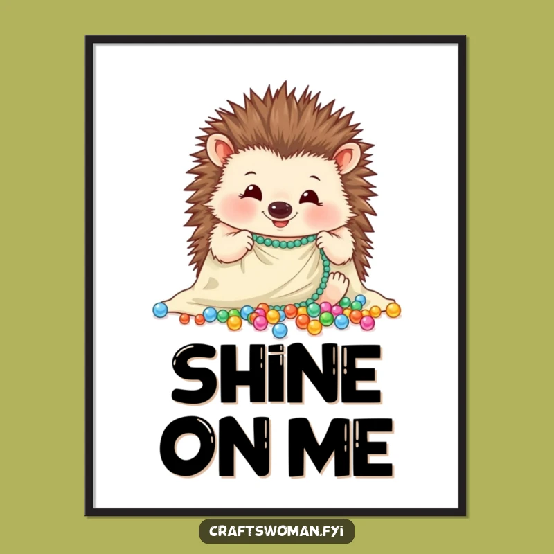 Funny Hedgehog Bead Art Digital Print - Instant Cheerful Decor for Your Space
