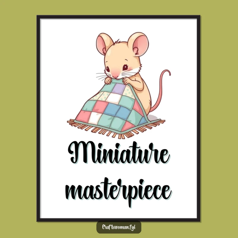 Funny Mouse Digital Art - Nimble Sewing Print for Crafty Decor