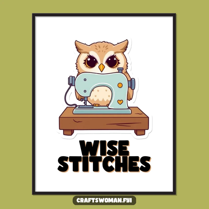 Funny Owl Sewing Digital Art - Wise Instant Download for Crafters