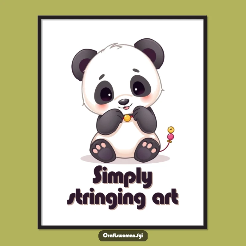 Funny Panda Beads Digital Print - Whimsical Art Gift for Crafters