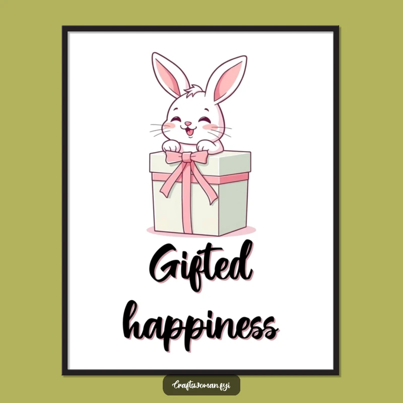 Funny Bunny Gift Digital Print: Giggling Rabbit Wrapping Presents, Instant Funny Gift!