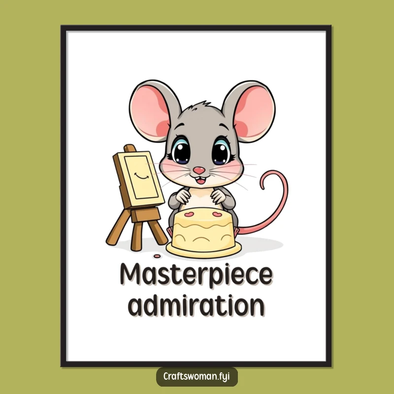 Funny Mouse Digital Art: Admiring Creation Printable, Instant Funny Gift Download