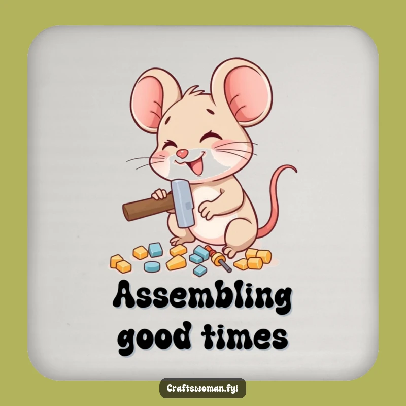 Funny Mouse Assembly Coaster - Protect Surfaces with Charm
