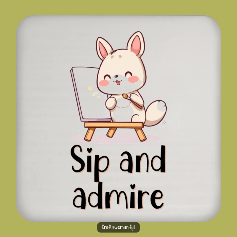 Funny Animal Artist Painting Coaster - Protect Surfaces Creatively, Great Gift