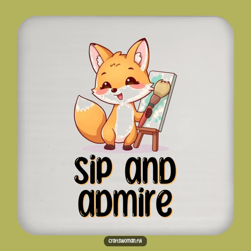 Funny Fox Art Drink Coaster: Protect Surfaces with Creative Masterpiece Humor