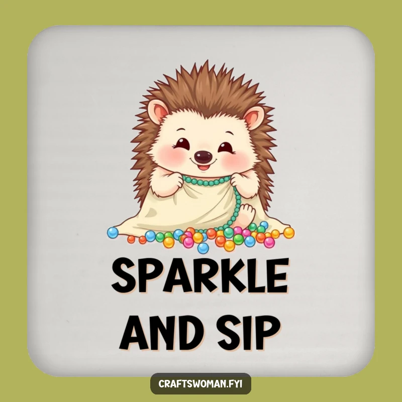 Funny Hedgehog Bead Coaster Set - Protect Surfaces with Cheerful Hedgehog Art