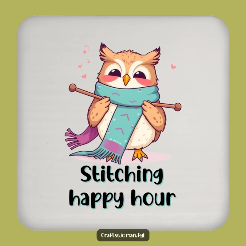 Funny Knitting Owl Coaster: Protect Surfaces with This Hilarious Crafty Design