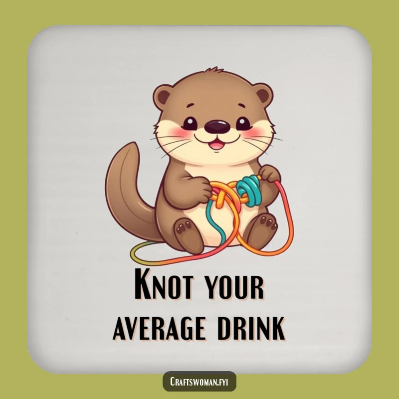 Funny Otter Yarn Coaster Set - Protect Surfaces with Cute Knotting Otter Art